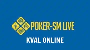 Logga Svenska Pokerförbundets poker-SM live. Under loggan står texten "Kval online"