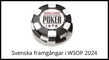 Bild på WSOP:s logga. Under loggan står texten: "Svenska framgångar i WSOP 2024"