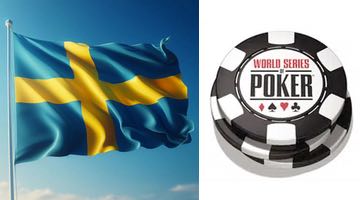 Bild på Svenska flaggan intill loggan för WSOP. Bilden symboliserar de svenska framgångarna i WSOP.