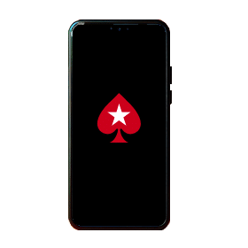 En mobil där PokerStars logga visas på skärmen