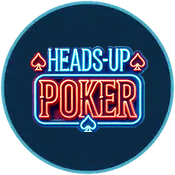 En neonskylt med texten Heads-Up Poker.